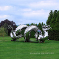 Art crafts highly polished abstract animal statue stainless steel dragon garden sculpture